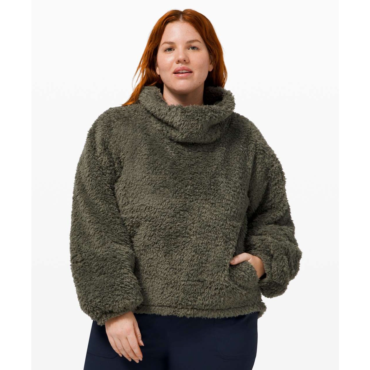 Lululemon Warm Restore Sherpa Pullover Army Green Sz M/L